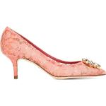 Zapatos rosas de cuero de tacón con logo Dolce & Gabbana talla 37 para mujer 