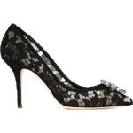 Zapatos negros de lino de tacón con logo Dolce & Gabbana talla 42 para mujer 