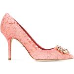 Zapatos rosas de cuero de tacón con logo Dolce & Gabbana talla 40,5 para mujer 