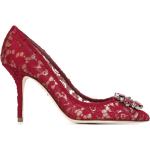 Zapatos rojos de cuero de tacón de encaje Dolce & Gabbana talla 42 para mujer 
