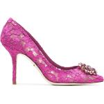 Zapatos rosas de cuero de tacón de encaje Dolce & Gabbana talla 42 para mujer 