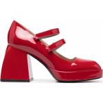 Zapatos rojos de goma de tacón con tacón cuadrado talla 40,5 para mujer 