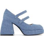 Zapatos azules de tela con plataforma rebajados talla 39 para mujer 