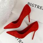 Zapatos rojos de caucho de tacón oficinas para mujer 