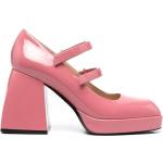 Zapatos rosas de goma de tacón con tacón cuadrado talla 39 para mujer 