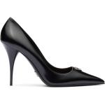 Zapatos negros de cuero de tacón con logo Prada talla 36 para mujer 