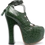 Zapatos verdes de piel de cocodrilo con plataforma con tacón cuadrado con cordones cocodrilo Vivienne Westwood talla 38 para mujer 