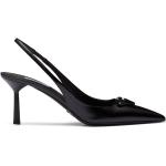 Zapatos negros de cuero de tacón con logo Prada talla 40,5 para mujer 