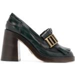 Zapatos verdes de cuero de tacón con tacón cuadrado con tacón más de 9cm con logo Dsquared2 con flecos talla 39 para mujer 