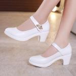 Zapatos blancos de caucho de novia de otoño informales para mujer 