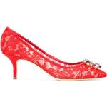 Zapatos rojos de cuero de tacón de encaje Dolce & Gabbana talla 42 para mujer 