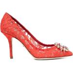 Zapatos rojos de cuero de tacón con logo Dolce & Gabbana talla 42 para mujer 