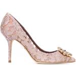 Zapatos rosas de cuero de tacón con logo Dolce & Gabbana talla 41 para mujer 