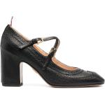 Zapatos negros de cuero de tacón con tacón cuadrado con logo Thom Browne talla 39 para mujer 