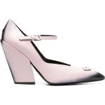 Zapatos rosas de goma de tacón con tacón cuadrado con logo Prada talla 39 para mujer 