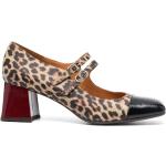 Zapatos marrones de goma de tacón rebajados con tacón cuadrado leopardo Chie Mihara talla 38,5 para mujer 