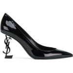 Zapatos negros de cuero de tacón con logo Saint Laurent Paris talla 40 para mujer 