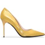 Zapatos dorados de cuero de tacón rebajados con logo BALMAIN talla 37 para mujer 