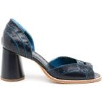 Zapatos peep toe azules de cuero con logo Sarah Chofakian talla 39 para mujer 