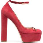 Zapatos rojos fluorescentes de piel con plataforma rebajados con tacón cuadrado con logo Elisabetta Franchi talla 39 para mujer 