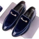 Zapatos lacados azules de charol de otoño Novio de punta puntiaguda formales talla 48 para hombre 