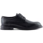 Zapatos negros de piel con puntera redonda con tacón cuadrado con cordones formales con logo Armani Emporio Armani para hombre 