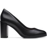 Zapatos negros de cuero de tacón rebajados Clarks para mujer 