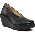 Zapatos negros de piel con cuña con tacón de cuña floreados Fly London talla 36 para mujer 