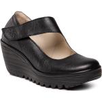 Zapatos negros de piel con cuña con tacón de cuña floreados Fly London talla 37 para mujer 