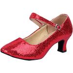 Sandalias rojas de goma tipo botín de primavera con velcro lacado con lentejuelas talla 35 para mujer 