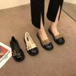 Zapatillas antideslizantes beige de sintético de punta redonda vintage para mujer 