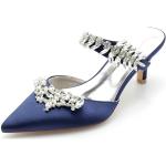 Zapatos azul marino de satén de tacón acolchados talla 36 para mujer 