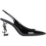 Zapatos negros de cuero de tacón con tacón de 7 a 9cm con logo Saint Laurent Paris talla 38,5 para mujer 
