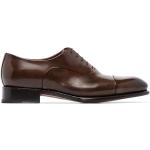Zapatos marrones de cuero con puntera redonda con cordones formales con logo SANTONI 