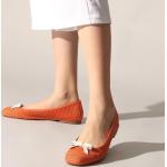 Zapatillas estampadas naranja de cuero para mujer 