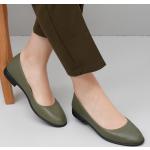 Zapatillas beige de goma de piel de punta redonda con tacón hasta 3cm vintage para mujer 