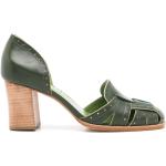 Zapatos verde militar de cuero de tacón con tacón cuadrado con tacón de 5 a 7cm con logo Sarah Chofakian talla 39 para mujer 