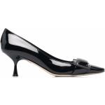 Zapatos negros de cuero de tacón con hebilla con tacón de 5 a 7cm con logo SERGIO ROSSI talla 36 para mujer 