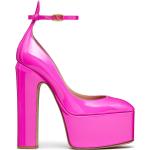 Zapatos rosas de cuero con plataforma con tacón cuadrado con tacón más de 9cm con logo Valentino Garavani talla 42 para mujer 