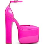 Zapatos rosas de cuero con plataforma con tacón cuadrado con logo Valentino Garavani talla 37 para mujer 
