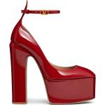 Zapatos rojos de cuero con plataforma con tacón cuadrado con logo Valentino Garavani talla 39 para mujer 