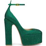 Zapatos verdes de cuero con plataforma con tacón cuadrado con logo Valentino Garavani talla 38 para mujer 
