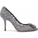 Zapatos grises de cuero de tacón con tacón más de 9cm con logo Dolce & Gabbana talla 42 para mujer 