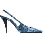 Zapatos azules de terciopelo de tacón con tacón más de 9cm con logo Saint Laurent Paris talla 37 para mujer 