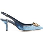 Zapatos azules de piel de tacón con tacón hasta 3cm con logo Dolce & Gabbana talla 38 para mujer 