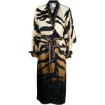 Chaquetas Kimono marrones de seda rebajadas tallas grandes zebra con lentejuelas para mujer 