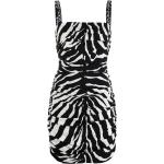 Vestidos negros de piel de fiesta rebajados con tirantes finos con escote cuadrado zebra Dolce & Gabbana fruncido talla L para mujer 