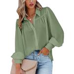 Blusas verdes de poliester de manga larga rebajadas de verano manga larga con escote V informales talla L para mujer 