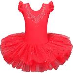 Vestidos rojos de ballet infantiles con lentejuelas 7 años para niña 