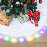 Zodight Falda arbol de Navidad Redonda con luz, Suave Felpa Ornamentos de árbol de Vacaciones Navidad decoración para Navidad Fiesta de año Nuevo Vacaciones en Casa Decoración